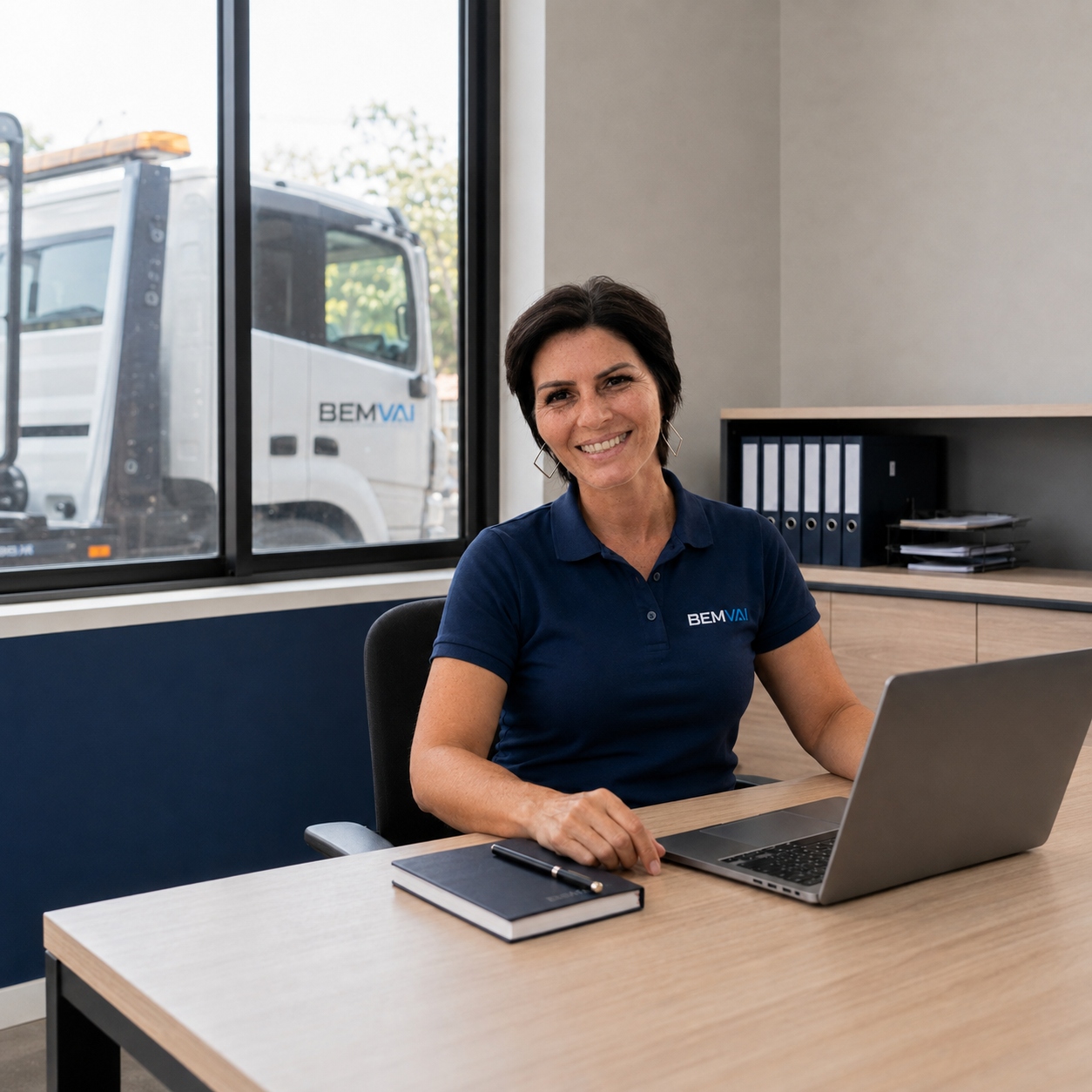 Paula, sócia-fundadora da BemVai, no escritório da empresa